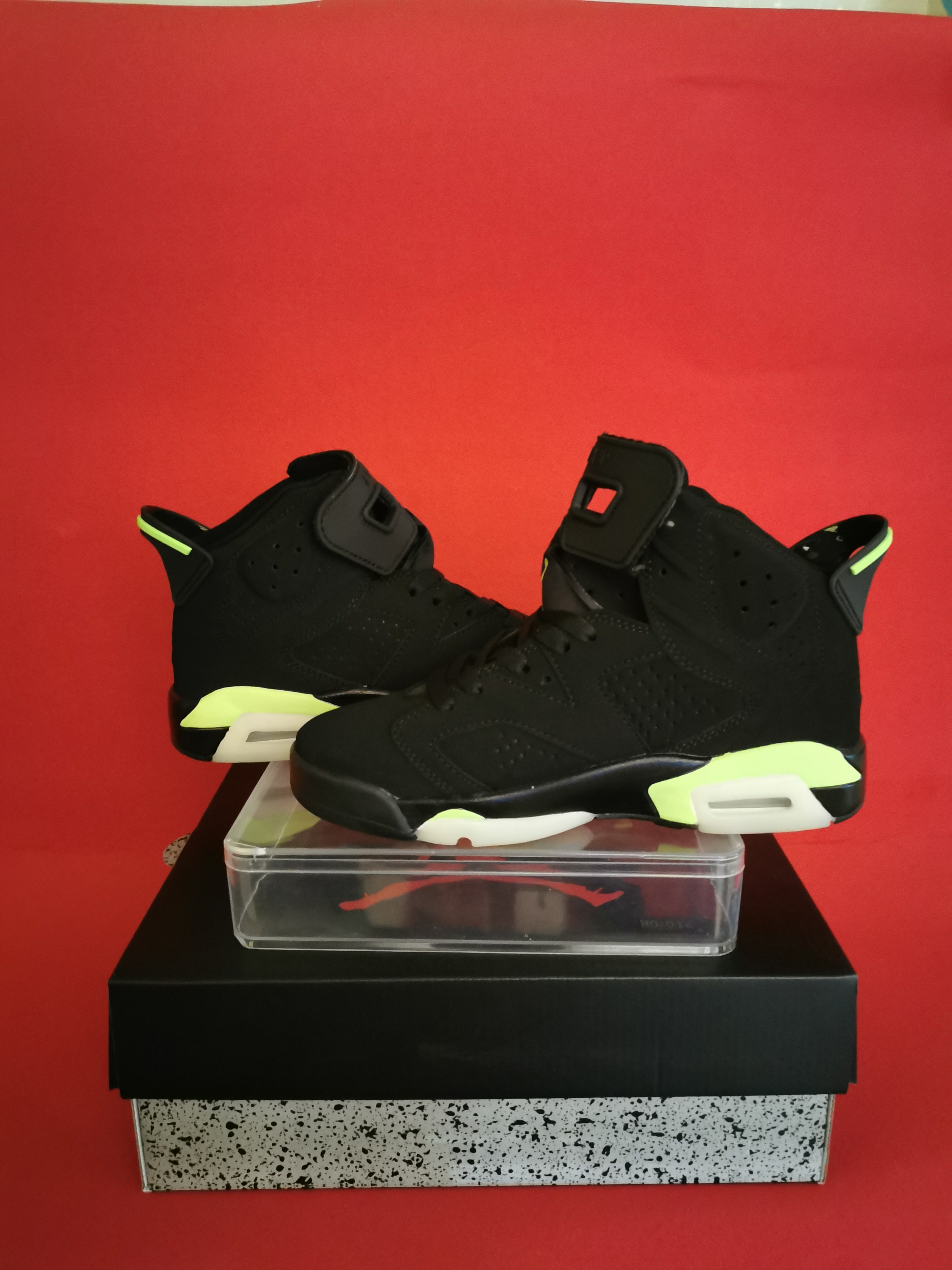 2021 Women Air Jordan 6 Black Fluorscent Green